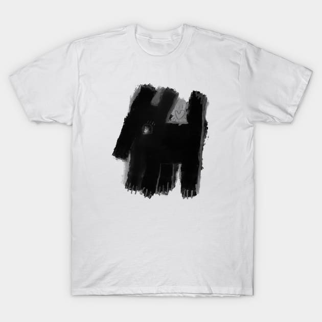 black dog T-Shirt by Angel Rivas